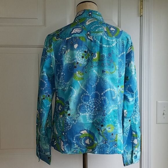 VINTAGE Keren Hart Jacket Coat Floral Blue Top Blouse Shirt Women's WOMAN'S - Picture 3 of 11